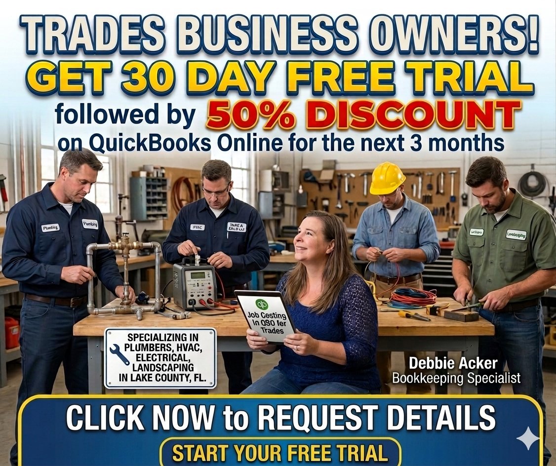 Trades Business Owners — Get a 30 Day Free Trial followed by 50% Discount on QuickBooks Online for the next 3 months. Click to request details.